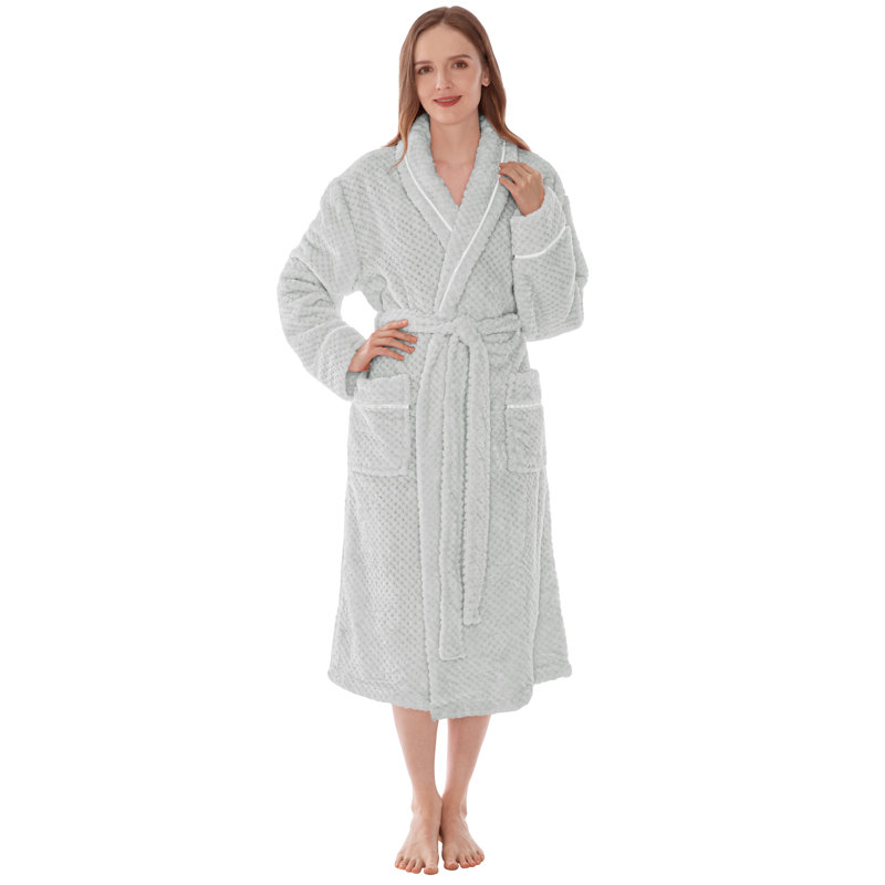 Peignoir mi-mollet 100% molleton avec poches Beerman, S, Gris clair