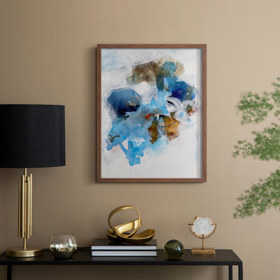 «Misty Blue I», reproduction encadrée - bois massif