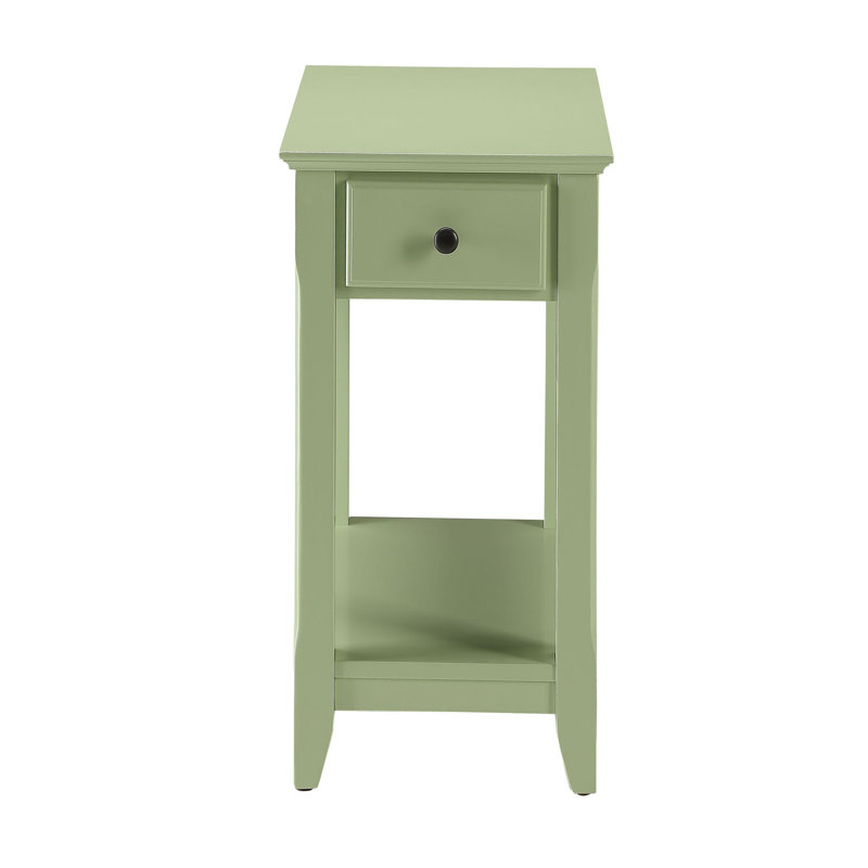 Light Green Accent Table with Bottom Shelf