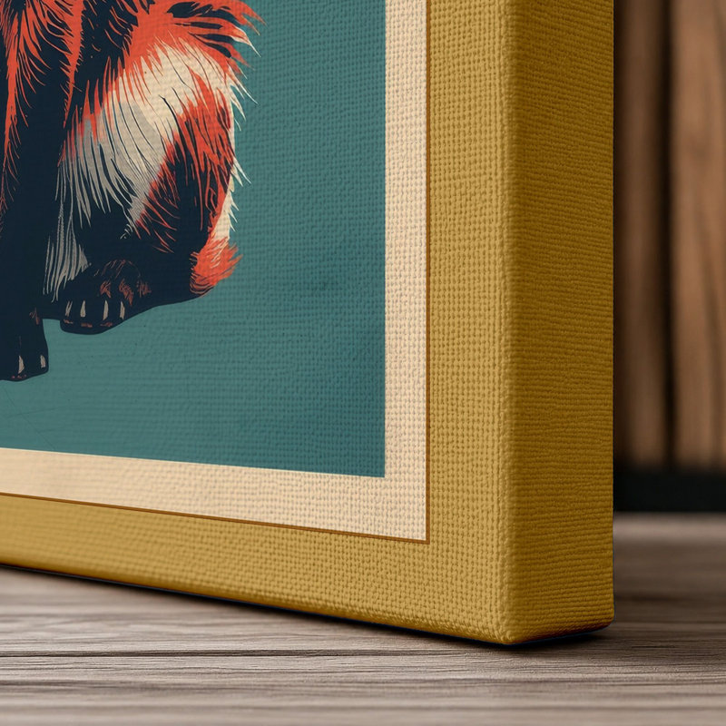 Alert Fox Portrait Modern - Wrapped Canvas, 24x16 - 61.0 x 40.6 cm, Ochre Border