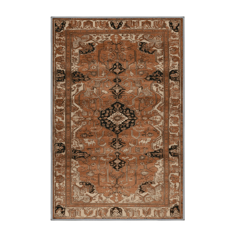 Machine Washable Persian Brown Area Rug, Rectangle 2' x 3'
