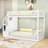 Twin Over Twin Wood Bunk Bed With Guardrails And Stairs-502425575