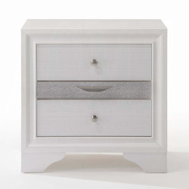 Table de chevet contemporaine avec tiroirs de rangement 1pc, Blanc