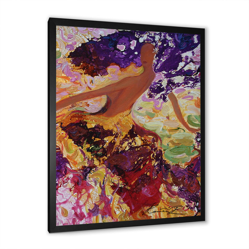 Abstrait mauve dansant - décoration murale moderne et contemporaine en toile, H 36 po x l 24 po x P 1 po, Cadre photo noir