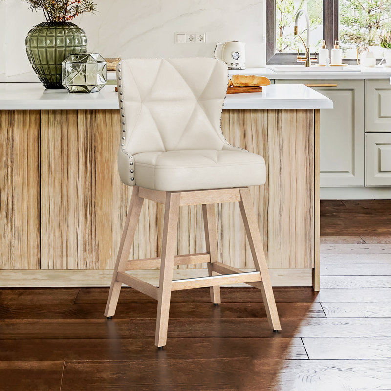 Tabouret de comptoir pivotant 26 po Arabele, 1, Ivoire ivoire, Naturel