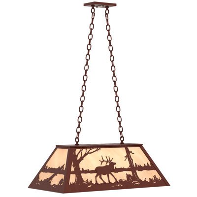 33" Long Elk At Lake Oblong Pendant