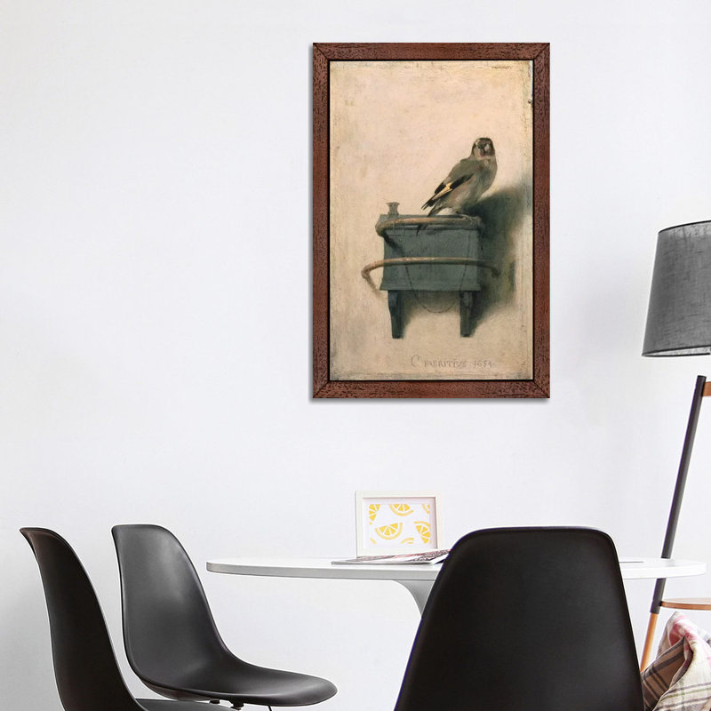 The Goldfinch, 1654 by Carel Fabritius - Painting on Canvas, 152.5 cm H x 101.5 cm W, Brown Framed