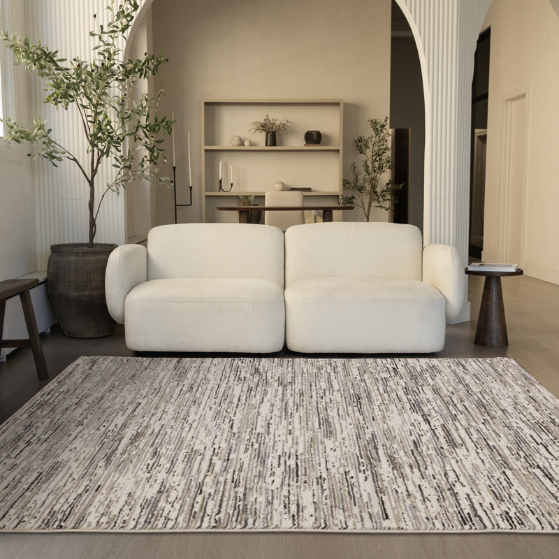 Versatile Beige Grey Cream Neutral Area Rug, Rectangle 7'10" x 10'6"