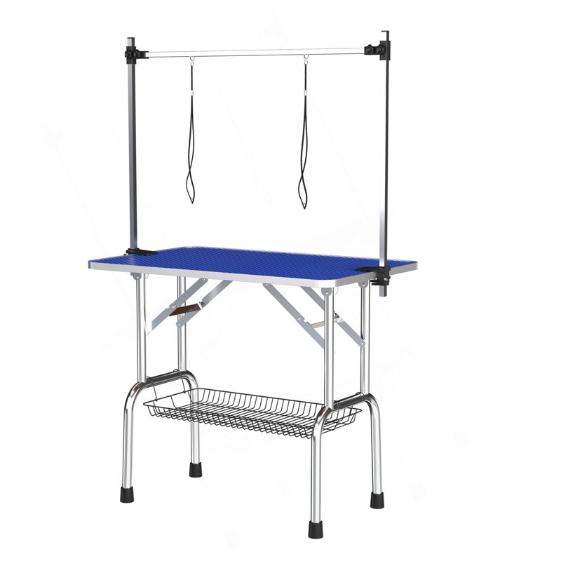 Table de toilettage pliante 36 po pour chien en acier inoxydable, H 30 po x l 46 po x P 24 po