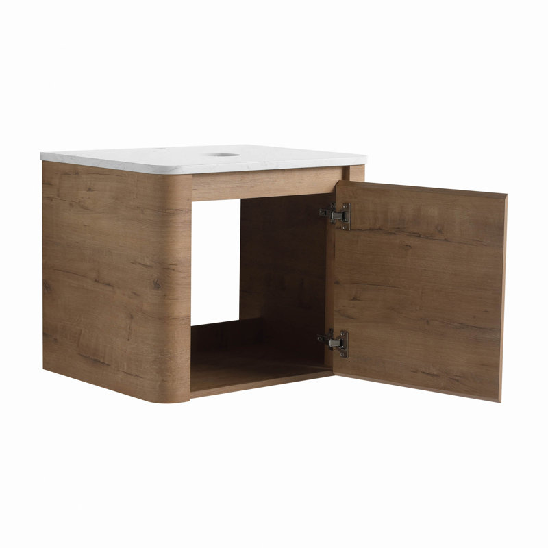 Meuble-lavabo mural 24 po (23-5 / 8 po) et 1 porte à fermeture en douceur, emballage KD, contreplaqué (meuble-lavabo seulement, sans le lavabo)