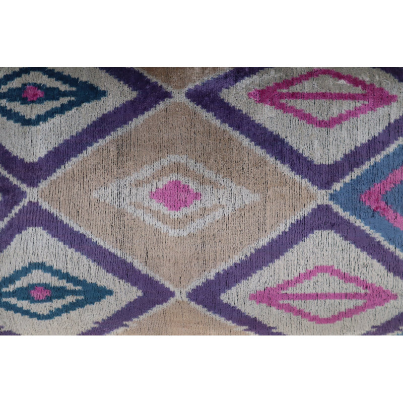 Velvet Pillow Cover & Insert, 16"H x 24"W, Light Pink/Beige, Rectangular