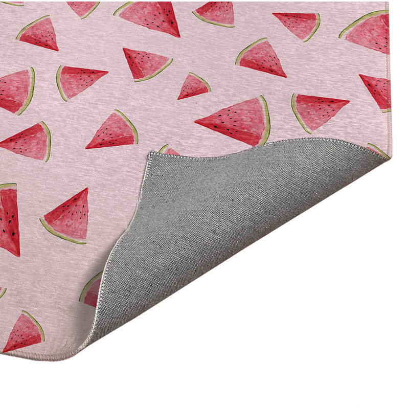 Tapis de cuisine antidérapant Summer Melon, Rectangulaire 2 pi x 3 pi, Rose