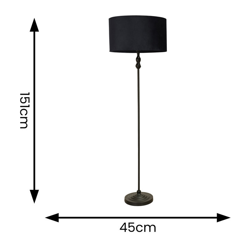 Reselva 151cm Traditional Floor Lamp, Black, Black