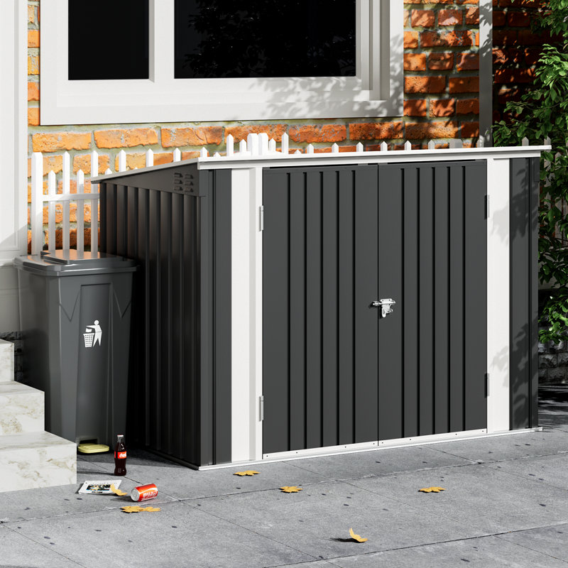 6 ft. W x 3 ft. D Metal Lean-to Garbage Shed