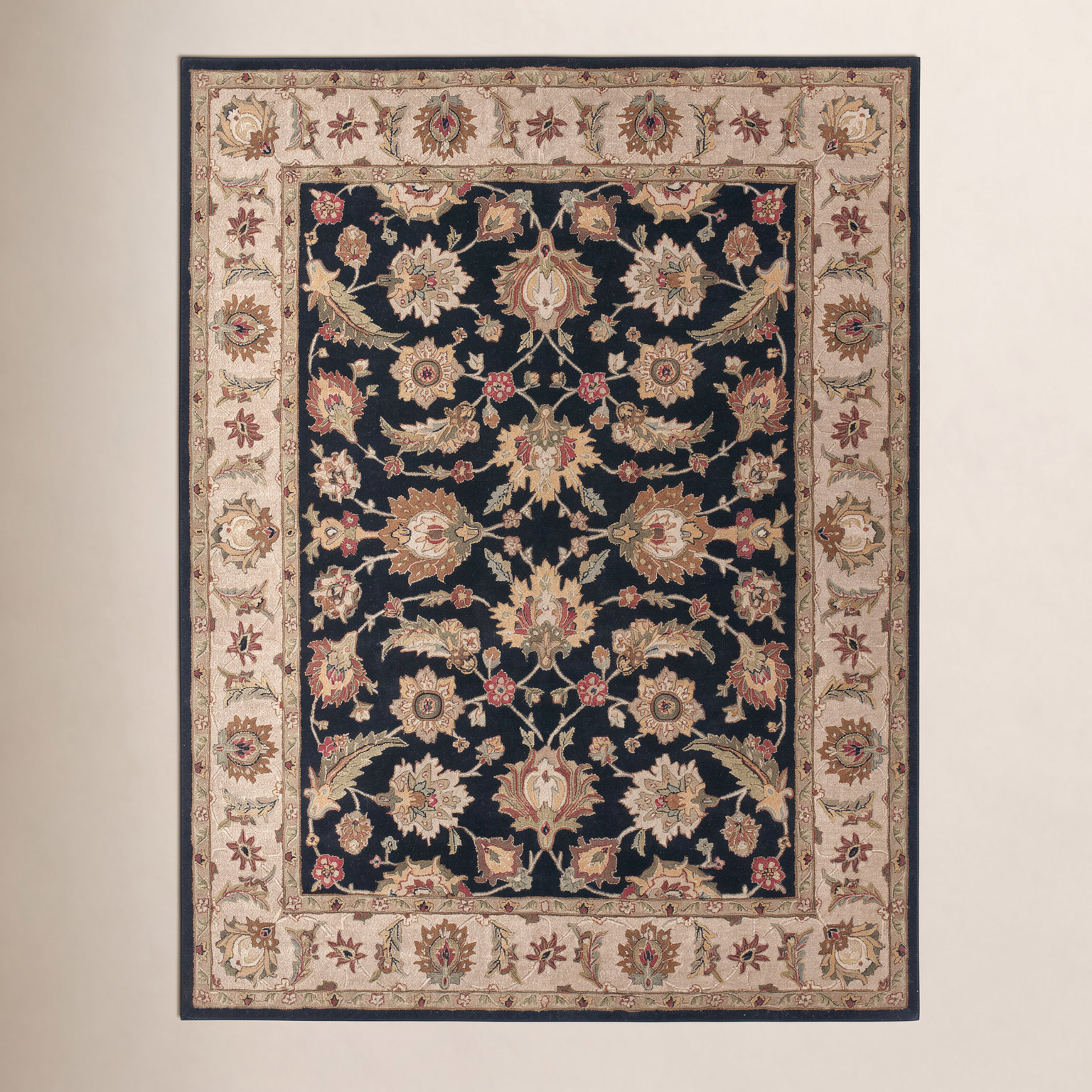 Lyndsay Ebony Sand Hand-Tufted Wool Oriental Rug, Rectangle 4' x 6'