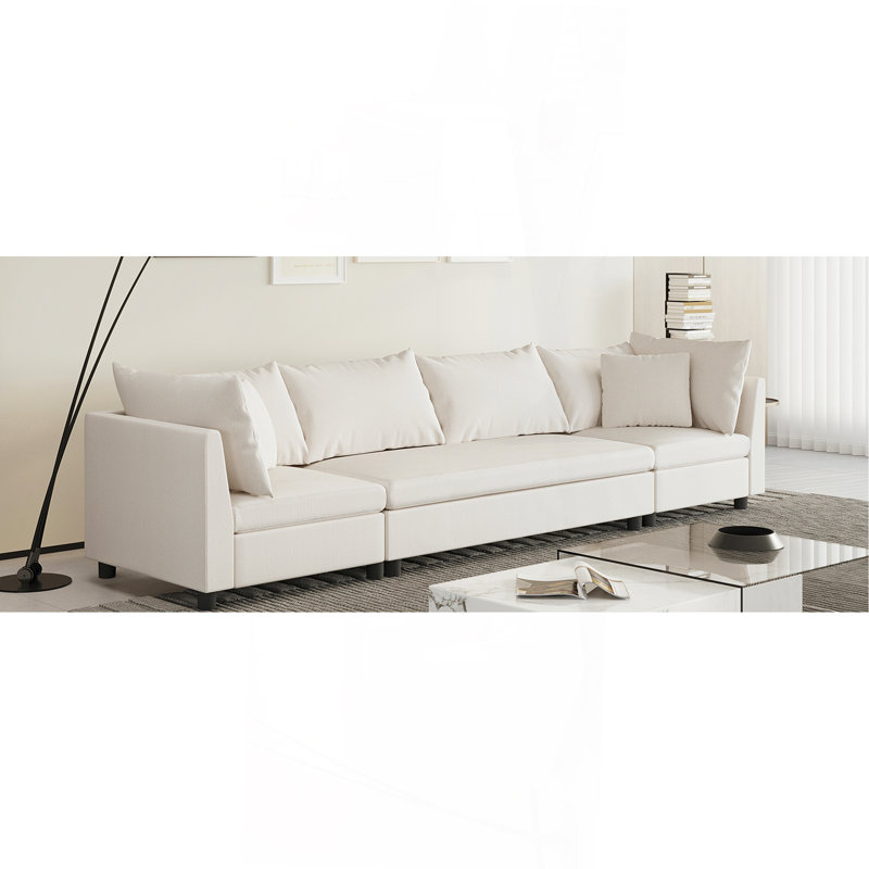116*30'' Modern Modular Sectional Sofa, Cream Chenille