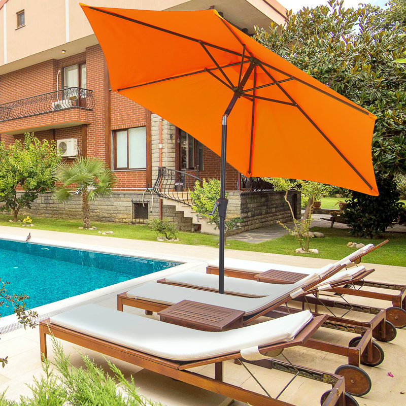 Parasol de jardin 8,9 pi, parasol de jardin avec 6 nervures, orange