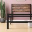 Structure de lit simple rustique - lattes de métal noir de longévité sans sommier tapissier Apparence stable et élégante Assemblage facile sous la plateforme de rangement disponible avec matelas à texture solide