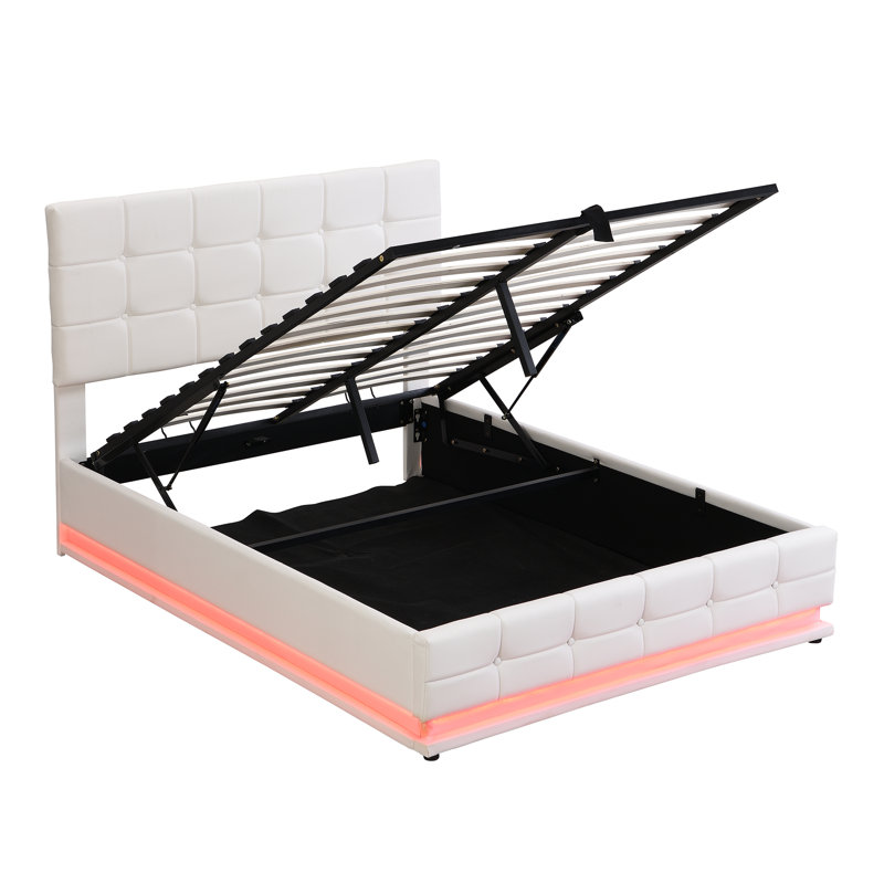 Upholstered Ottoman Storage Bed, White