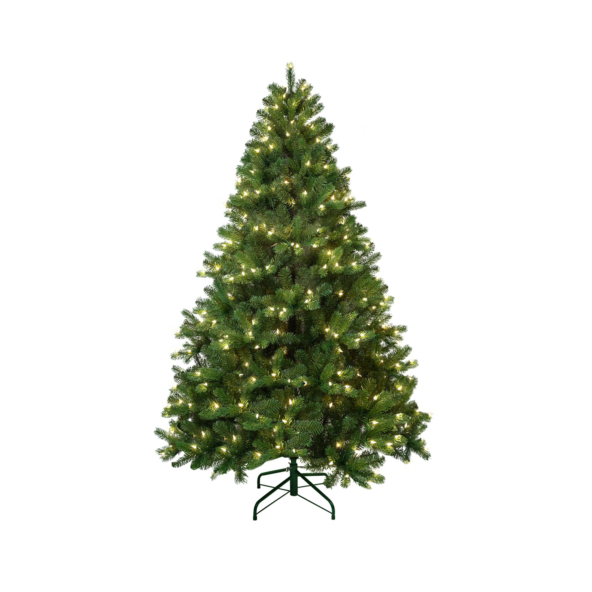Prelit Artificial Christmas Tree, Hinged Spruce Tree Prelighted Xmas Tree For Home Party Decoration With Warm White Lights And Pe&pvc Mixed Branch Tips 