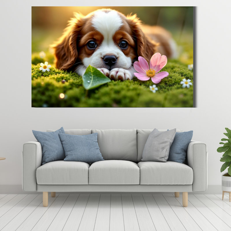 Chiot en verre trempé, art mural, H 12 po x l 16 po