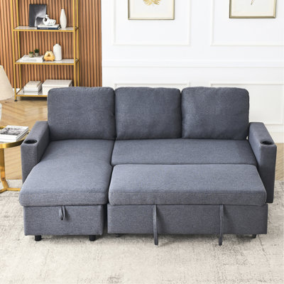 Comfortable Dark Gray Linen Reversible Bed For Home Living Room In Linen, And With A Design