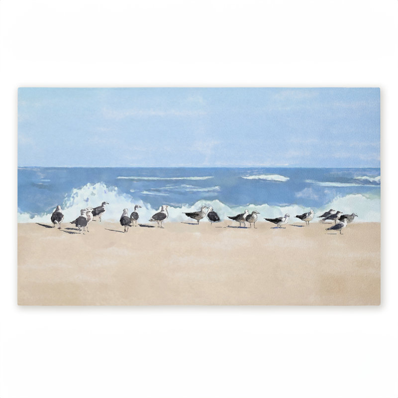 Sunny Beach Day Birds Printed Outdoor Door Mat, design by Jeff Pica, 18"x30", Sunny Beach Day Birds