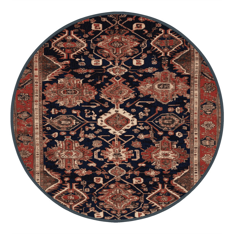 Tapis brun lavable à la machine, Rond 8 pi