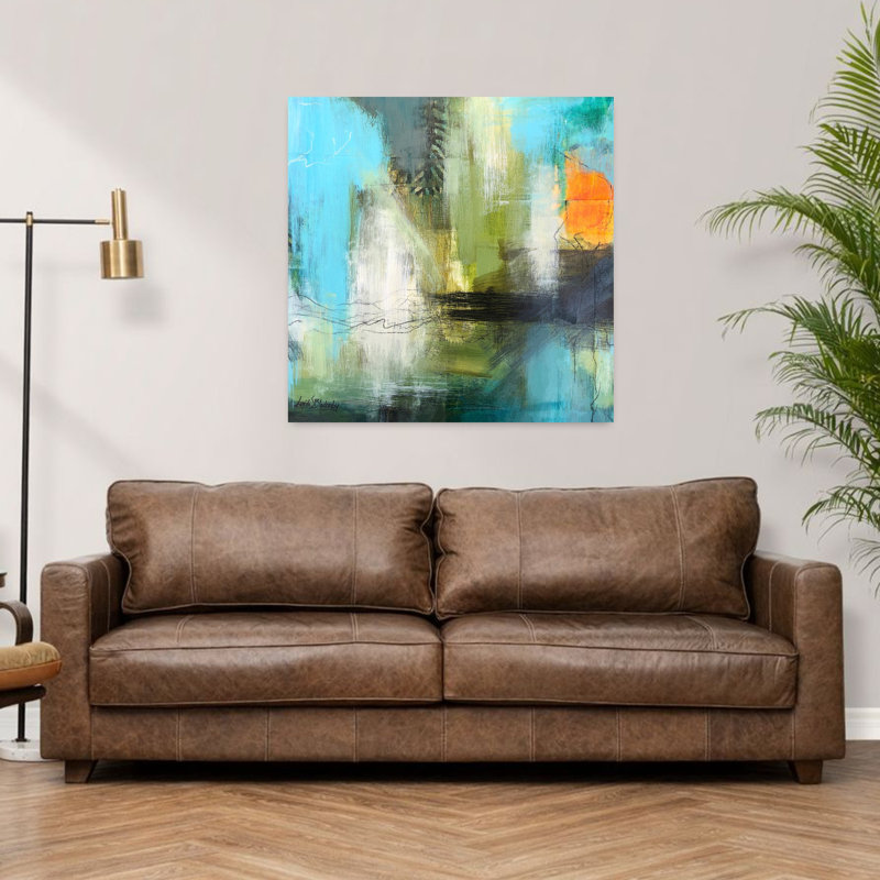 Aqua Serenity 2, art abstrait contemporain, H 36 po x l 36 po