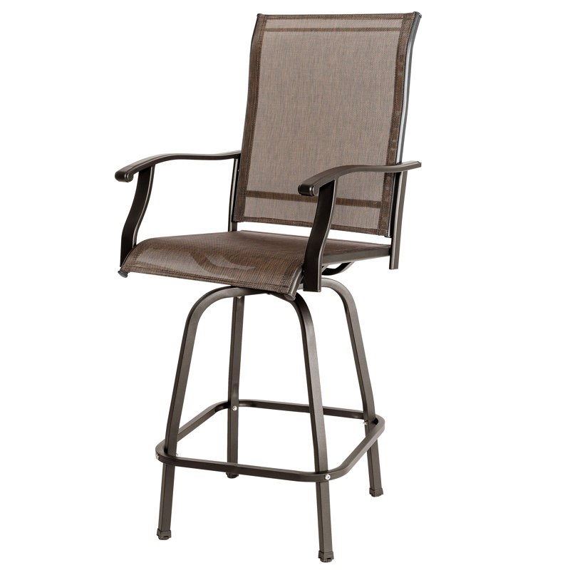 Ensemble de bar d'extérieur, tabourets pivotants et trou pour parasol 5 pièces PVC-coated polyester