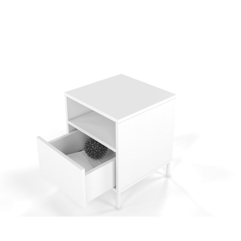 Caola 41cm W Manufactured Wood Bedside Table, White