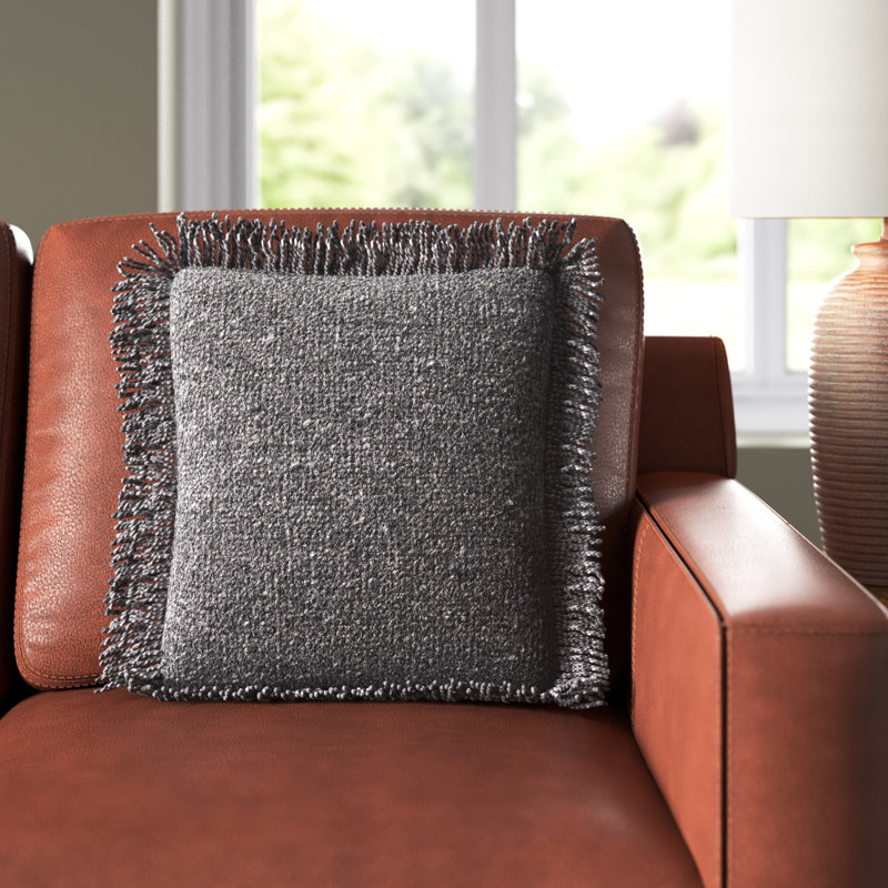 Vila Square Throw Pillow, Down, Charcoal