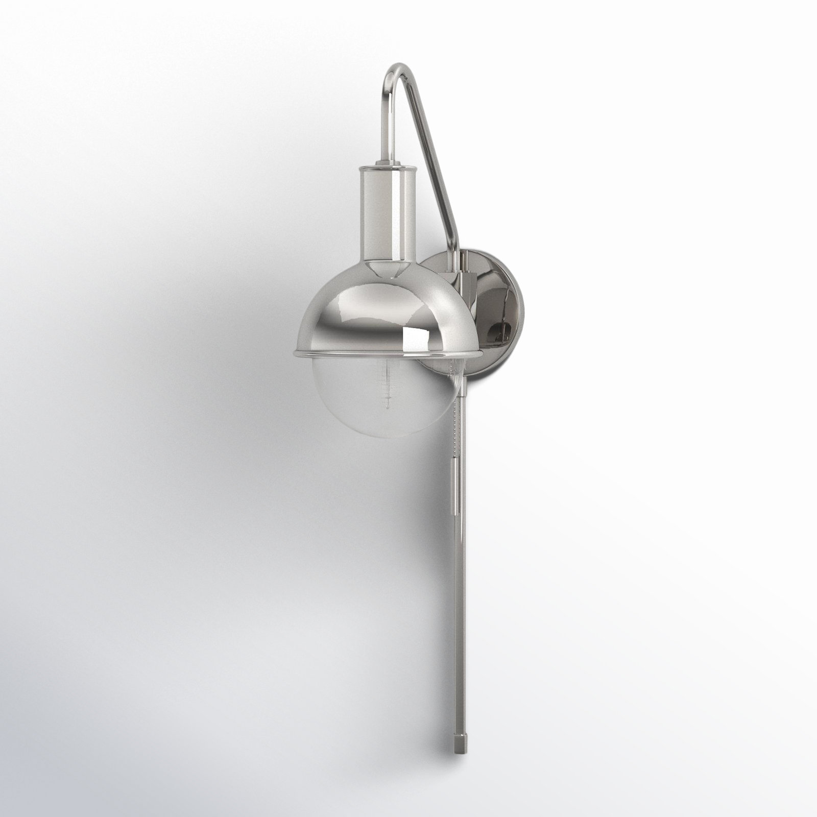 Luke Single Light Dimmable Plug-in Armed Sconce, Polished Nickel