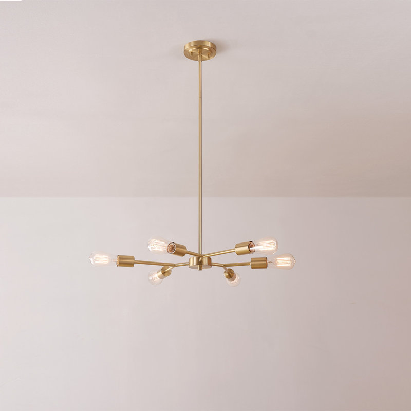 Lustre en laiton mat 6 lumières Jeiner, Laiton mat