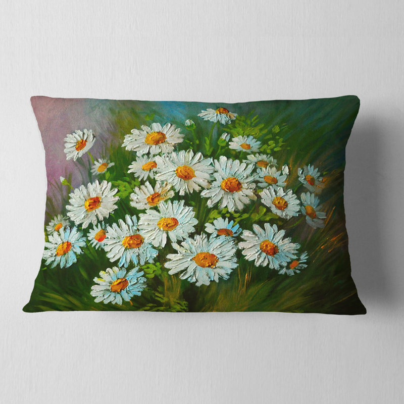 Floral Heavily Textured Daisies Art Pillow, Rectangular, 12" x 20"