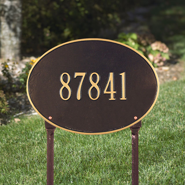 Plaque d'adresse sur 1 ligne Hawthorne, Oui, Bronze et doré