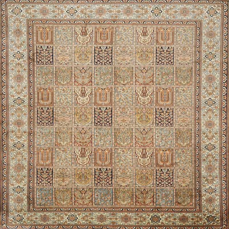 Tapis gris/noir/beige traditionnel Hispaniola, Carré 8 pi