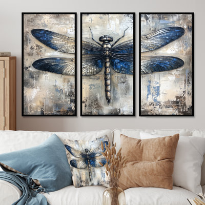 Ensemble de décoration murale libellule bleue, éclair de lune III - Libellule