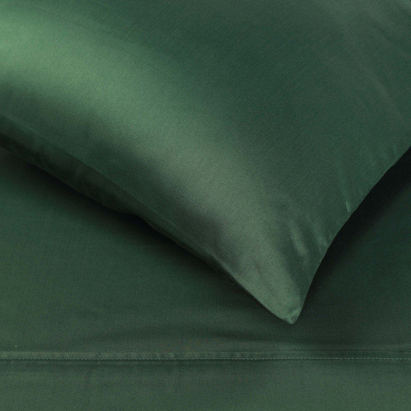 400 Thread Count Egyptian Cotton Blend Solid Deep Pocket Bed Sheet Set, Twin XL Sheet Set, Hunter Green