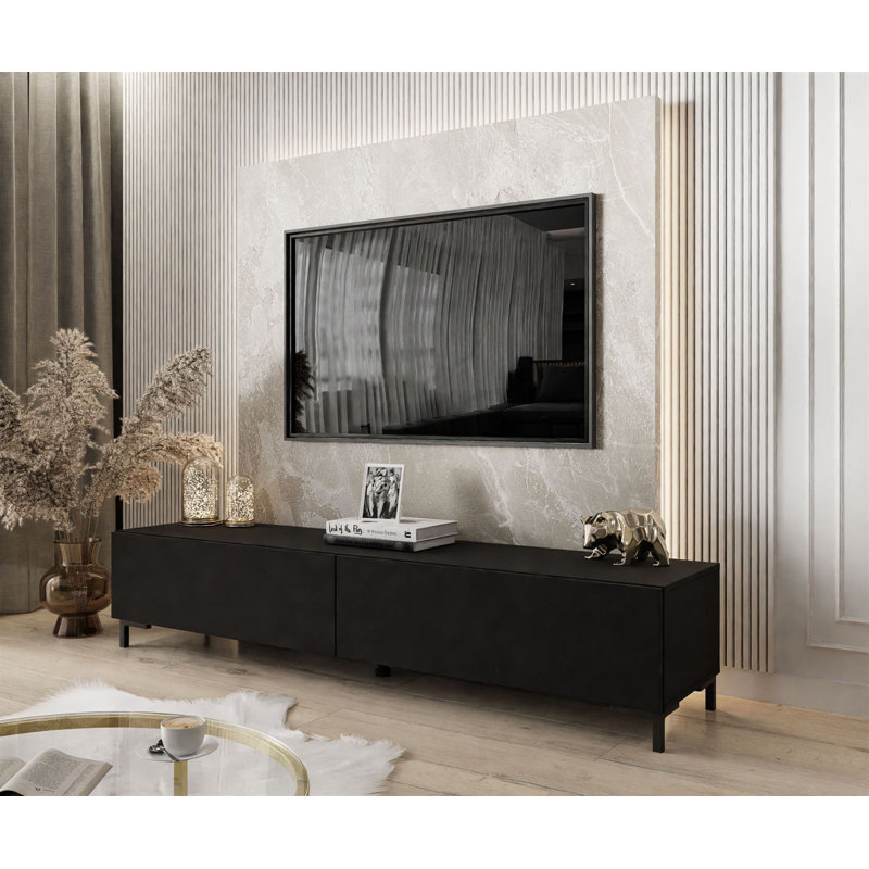 Loman Unfinished TV Stand for TVs up to 75", Black