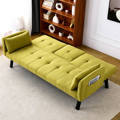 Foldable 70 - Inch Bed Made Of Cotton And Linen, Suitable For Small Spaces, Featuring Central Cup Holder Side Storage, Dual Mode Transformation, 2 Seats, Dark Grey Inchcotton Linenmulti