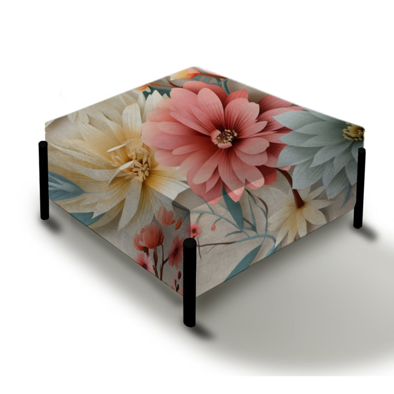 Motif bohémien pastel - Grand repose-pieds carré floral