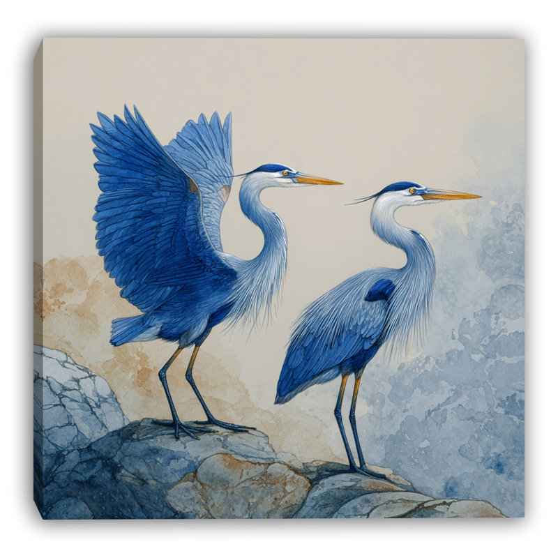 «Marsh Harmony Heron», art mural sur toile tendue, l 40 po x H 40 po x P 1,5 po