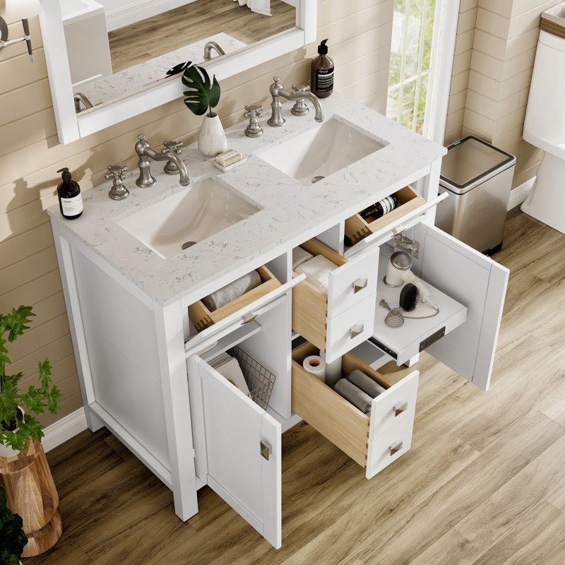 Odilion 44" Double Bathroom Vanity Set, White