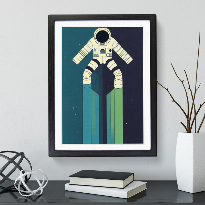XC1022-3778X Retro Astronaut No.3 - Wrapped Canvas Print, Black Framed, 34cm H x 25cm W