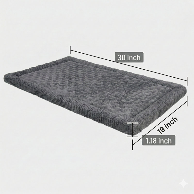 Dog Crate Pad Measuring 30 by 19 Inches, Gray Memory Foam Dog Resting Mat Suitable for Small to Medium Grey Canines, Machine-Washable Puppy Sleeping Pad with Anti-Slip Feature