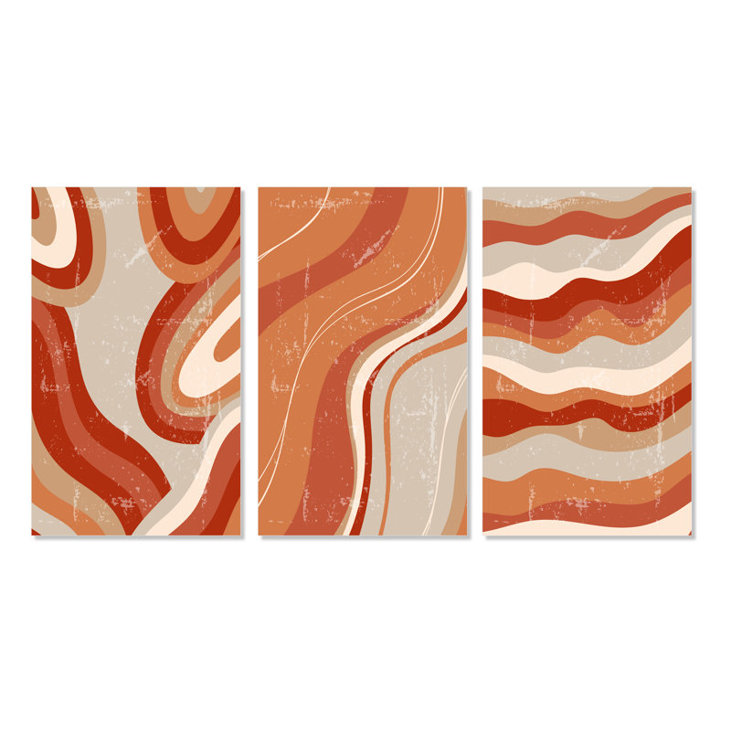 Ensemble de 3 pièces rétro géométriques abstraites en couleurs rétro IV - Mid-Century Modern Art, H 28 po x l 36 po