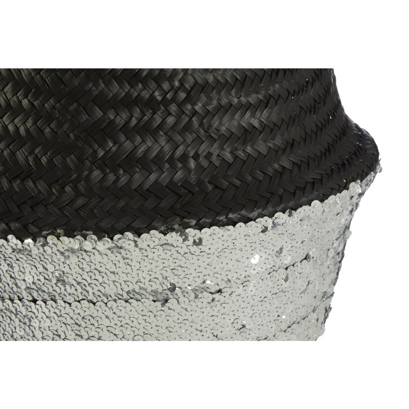Etta Avenue Seagrass Decorative Basket, Silver/Black, 32cm H x 35cm W x 35cm