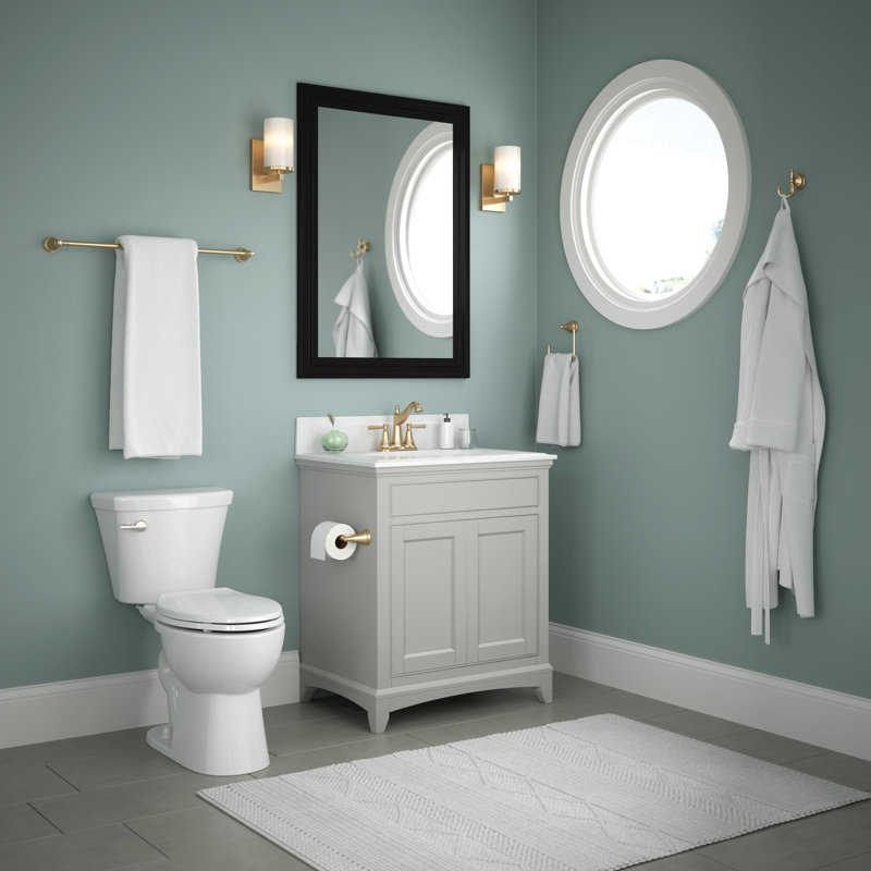 Mylan 4-Piece Bath Hardware Set 18 to 24 in. Towel Bar, Toilet Paper Holder, Towel Ring, Towel Hook, Champagne Bronze