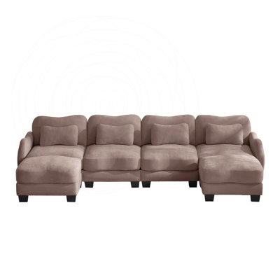 Canapé en U surdimensionné à 4 places avec 2 repose-pieds en chenille
